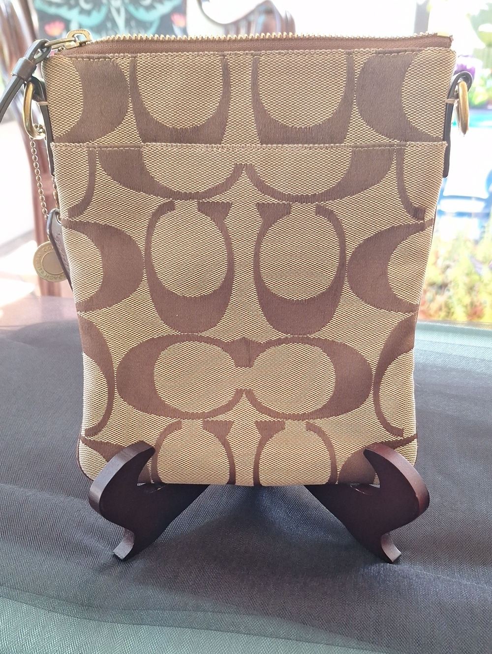 Coach Signature Jacquard Crossbody - Brown & Tan